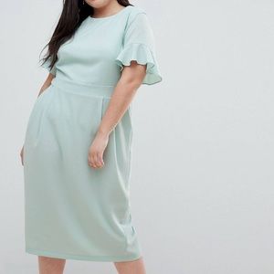 ASOS Curve Midi Wiggle Dress w/ Fluted Sleeve NWOT